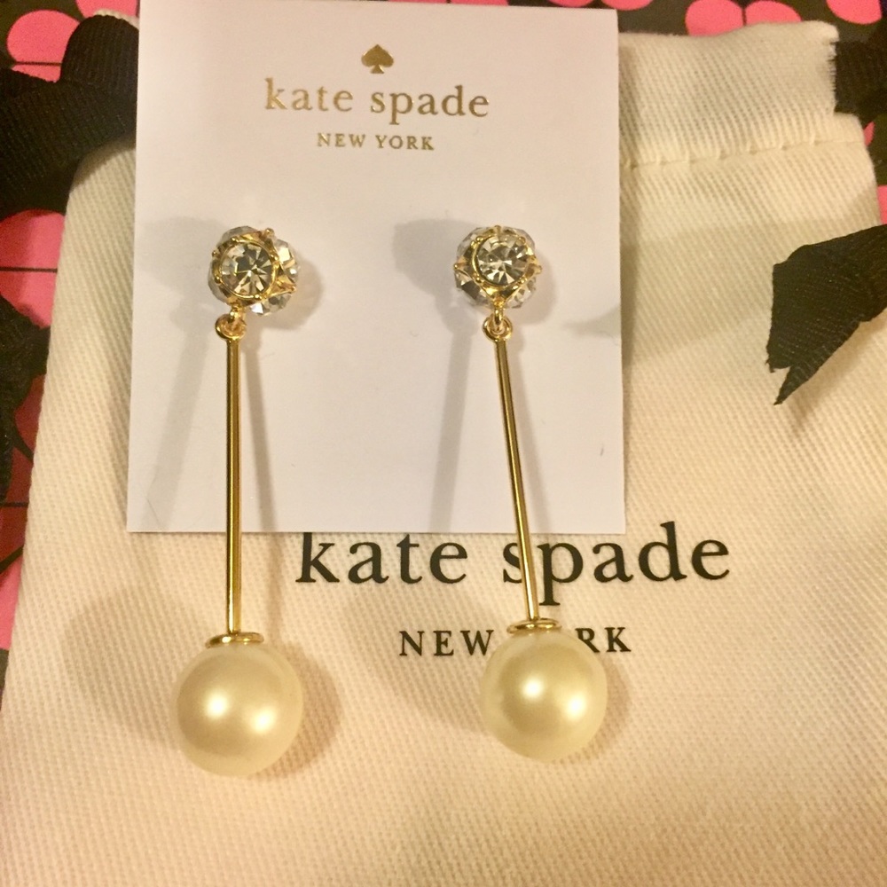 ♠️KATE SPADE♠ Lady Marmalade Linear Pearl Earrings - Picture 4 of 8